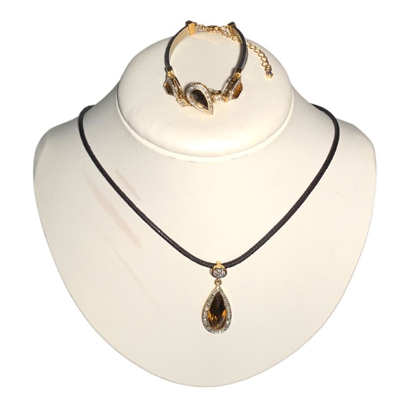 VTG Butler Fifth Avenue Collection Smoky Quartz Rhinestone Necklace & Bracelet - Picture 4 of 11